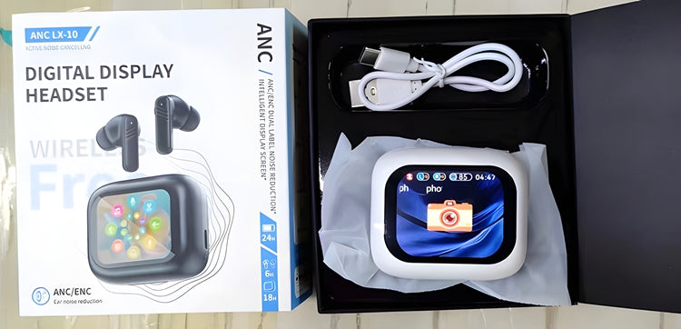 LX-10 LCD Full Touch Screen TWS Headphones