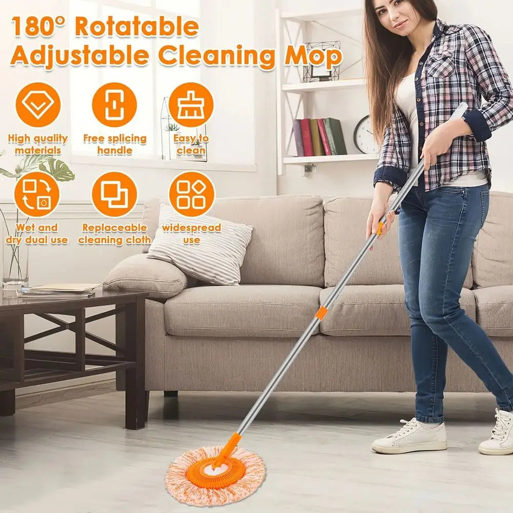 FlexiClean 360™ Telescopic Dust Mop – Adjustable Microfiber Floor Cleaner