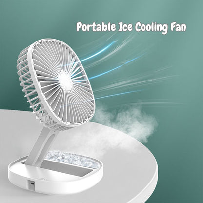 Portable Ice Cube Cooling Fan – USB Rechargeable Foldable Desk Fan